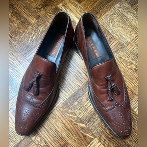 MEZLAN Mens Leather Brown Tassel Dress Shoes